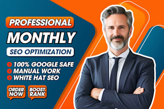 website monthly SEO service with white hat off page backlinks link building