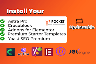 install crocoblock elementor pro astra pro divi wp rocket  for you
