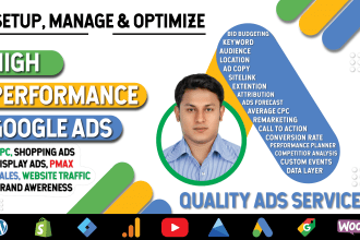 setup, manage and optimize your google ads, PPC and display campaign