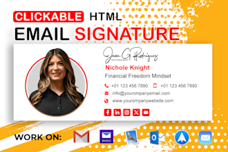 design  HTML email signature for gmail and outlook