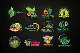 design restaurants, organic food, bbq, lawn care, vegan and farm logo