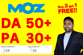 increase moz da pa 50 plus increase domain authority ahrefs dr, tf cf guaranteed