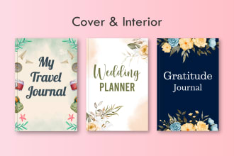 design kdp journal cover and interior, custom planner for low content