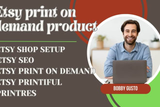 setup etsy shop with print on demand products, etsy print on demand SEO