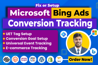 setup microsoft bing ads uet tag, ecommerce conversion goal tracking with GTM