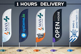 urgent design any type of flag, feather, drop, sail, or winder in 1 hour
