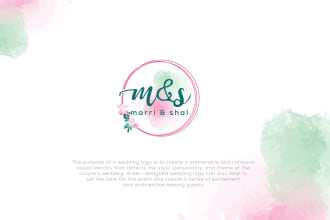 create wedding watercolor and circle type handwriting logo