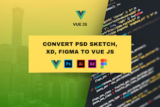 convert PSD sketch, xd, figma to vue js