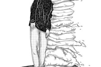 draw expressive black and white ink illustrations for your book or project