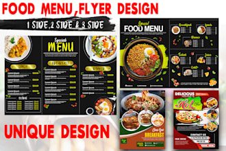 design restaurant menu, food menu, food flyer or brochure
