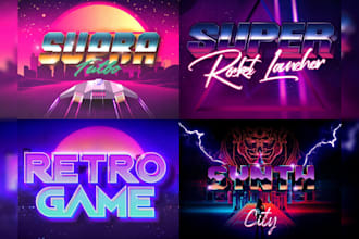 make 80s logo with vintage touch metallic chrome designs