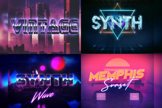do custom 80s logo design with neon light effect vintage touch
