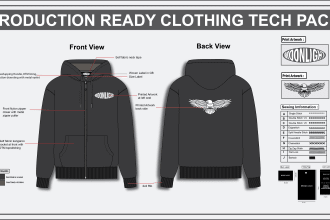 design fashion tech pack of clothing and garment technical