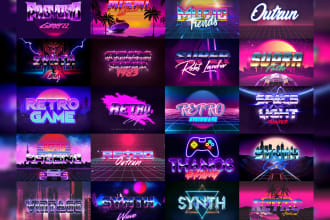 do 80s retro design unique logo with metallic chrome effects