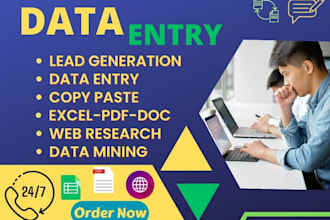 do data entry, excel, scraping, typing, copy paste work