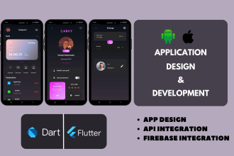 design flutter app, front end design for android, ios, web