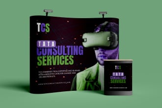 design trade show backdrop and roller up banner