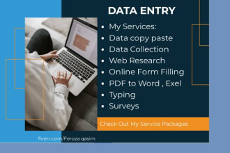 data entry and online form filling or online surveys filling