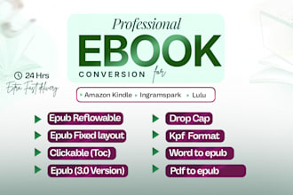 convert PDF or word to epub ebook for amazon KDP and ingramspark
