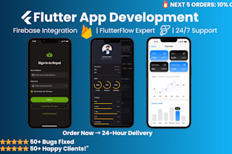 develop a flutter app with firebase for ios and android, flutterflow expert