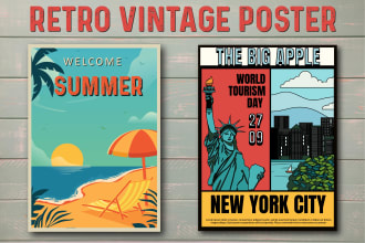 design and redesign creative retro vintage poster flyers and banner