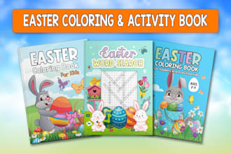 design easter coloring book, activity book and interior pages