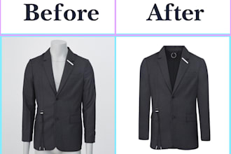 apparel product photo edit, ghost mannequin, image retouching