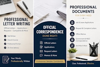 draft professional letters, applications and official correspondence