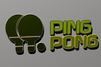 create 3d ping pong table tennis logo design