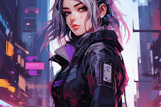 make cyberpunk anime style illustration for you