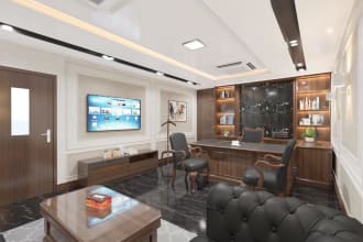 do your office interior design 3d rendering