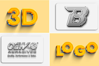 convert 2d to 3d, metallic chrome badge 3d professional logo