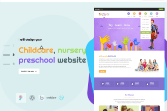 create clean preschool website kindergarten, daycare, childcare, nursery website