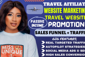 promote travel affiliate website, affiliate website sales funnel passive income