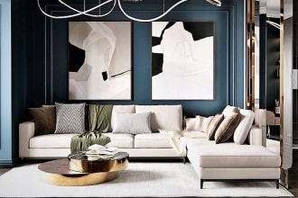 design home interior with 3d rendering and decorator