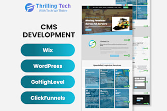 design and develop your website on wordpress, gohighlevel, wix, or clickfunnels