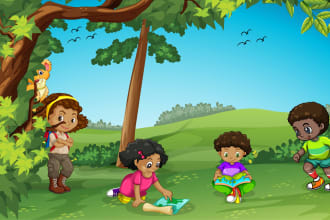 draw children book and african american children book illustration