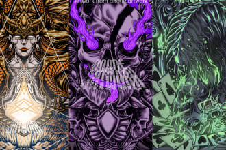 dark detailed metal and heavy metal art