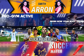 design professional youtube banner, channel art, cover and thumbnail