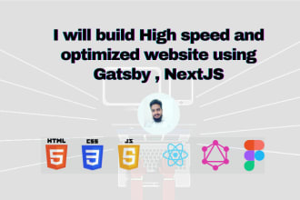 develop react js, next js and gatsby js web app for you