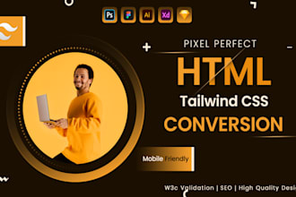 convert figma, PSD to HTML tailwind CSS responsive design