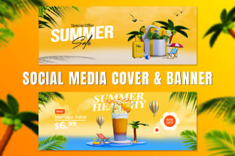 design facebook cover, linkedin header, youtube banner, pinterest banner twitter