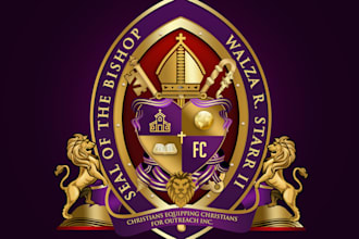 create a unique bishop crest, church seal logo