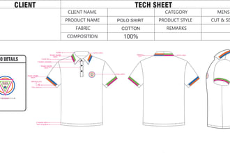 design and create a polo shirt with tech pack