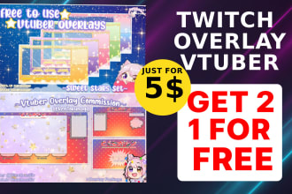 design vtuber stream overlay or anime twitch youtube