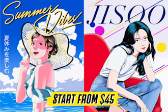 draw retro 80s 90s anime or manga style illustration