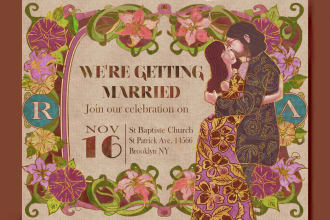 make a vintage watercolor victorian wedding or save the date invitation