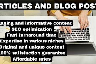 write SEO friendly, high quality and engaging articles and blog posts