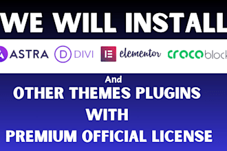 install elementor pro, astra pro, crocoblock and other themes plugins license