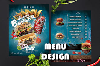 make professional food menu design restaurant flyer